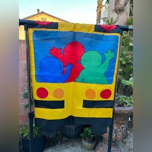 Colorful School Bus Garden Flag LARGE